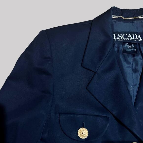 Escada Wool Blazer in Navy Blue | Size 10 - Picture 2 of 9